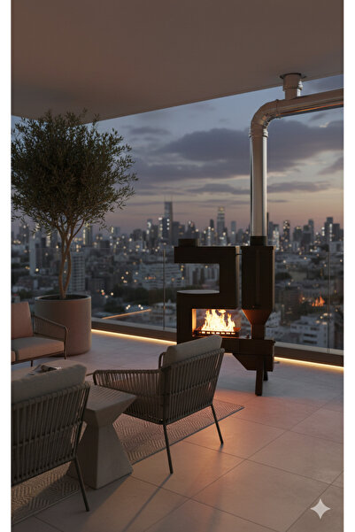 Efsoon Organics Pelet Soba İki Camlı Roket Tipi Pelet Soba