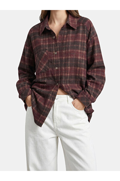 Nelli Studio Baskılı Dökümlü İnce Oversize Gömlek NS010