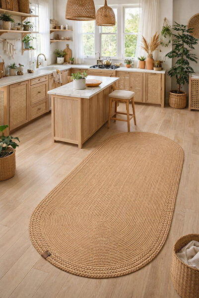 Halımax Rixo Jüt Hasırlı Naturel Örgü Çift Taraflı Kilim Oval Halı Bohem Deko...