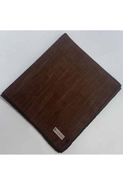 Vakko وشاح حريري قطني مونوجرام 3000655-قهوة حامضة