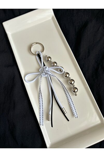 Handmade El yapımı krem şans düğümlü çanta charmı çanta süsü anahtarlık