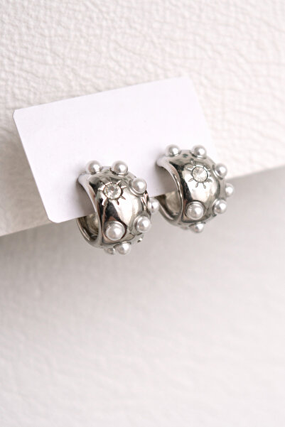 Owentis Çelik Silver Vintage Model Incili Bound Küpe -kararma Yapmaz-