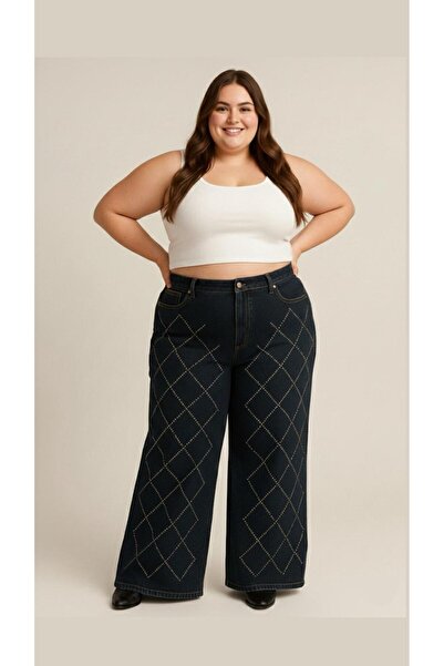 nd jeans Τζιν μεγάλου μεγέθους- Premium ψηλόμεσο τζιν παντελόνι με φαρδύ πόδι...