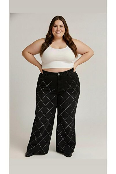 nd jeans Blugi de mărime mare - Pantaloni de blugi premium talie înaltă cu pi...