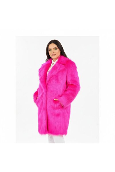 Genel Markalar Suni Kürk Fuşya Kadın Kaban