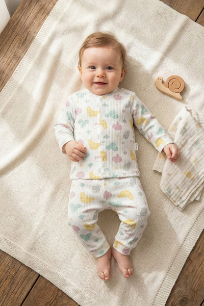 MAMAKOALA Tavuk Desenli 2'li Bebek Alt&Üst Pijama Takımı