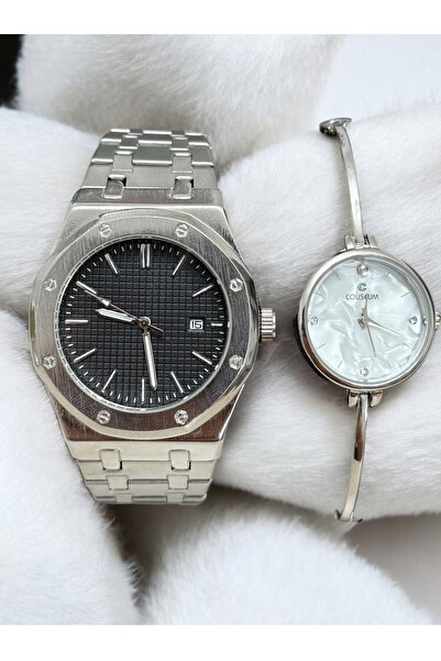 MAC CENTER çift saat kombini -eş saat kombini hediye kutulu erkek ve kadın sa...