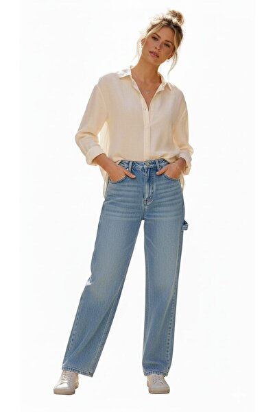 nd jeans Жіночі джинси-баггі преміум-класу з деталями на задній кишені та бок...