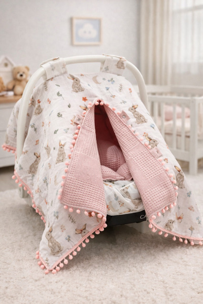 Babycitytr %100 Pamuk Çok Amaçlı Çift Katlı Müslin Puset Örtüsü Ve Minderi