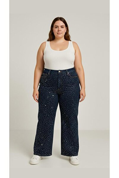 nd jeans JEANS DE MĂRIME MARE PENTRU FEMEI, PANTALONI DE DENIM CU PIETE, CU P...