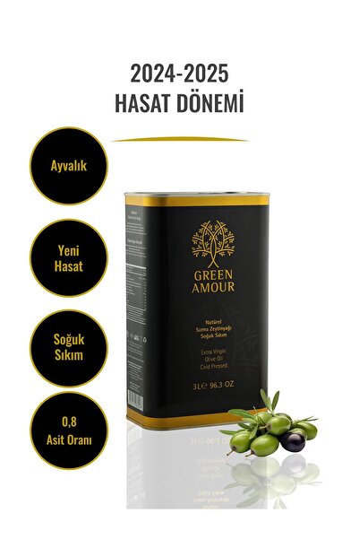 Green Amour Ayvalık Soğuk Sıkım Naturel Sızma Zeytinyağı 3litre