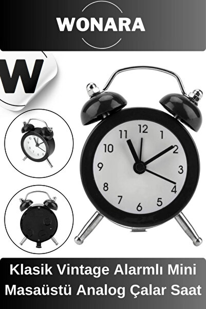 Wonara Premium Klasik Tasarım Vintage Yüksek Sesli Alarmlı Dekoratif Mini Mas...