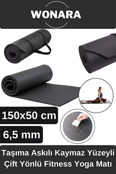 Wonara Pratik Taşıma Askılı Kaymaz Yüzeyli Çift Yönlü Fitness Yoga Matı Kamp ...