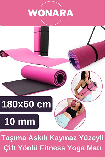 Wonara Pratik Taşıma Askılı Kaymaz Yüzeyli Çift Yönlü Fitness Yoga Matı Kamp ...