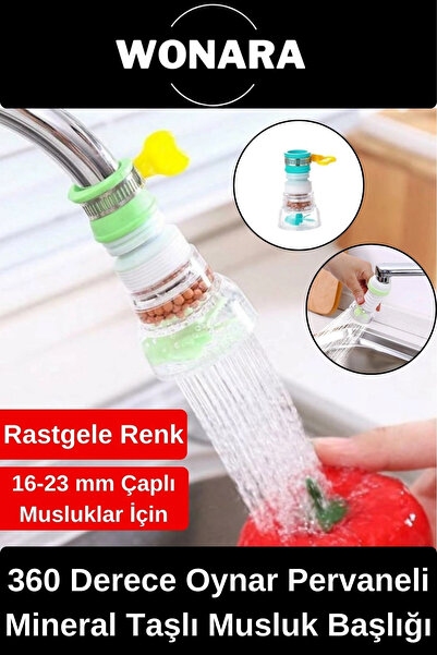 Döner Başlıklı Ekonomik Mineral Filtreli Hareketli Pervane Sistemli Evye Musluk Ucu 360 Derece
