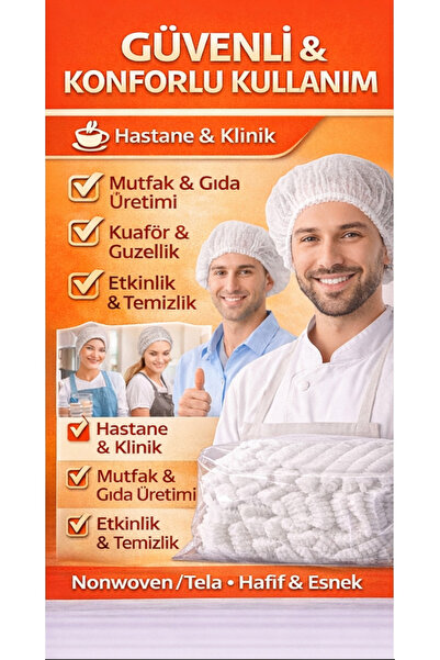 Owersea Saç Bonesi Bone Beyaz Tek Kullanımlık 4 X 100 Lü Paket Medikal Bone 4...