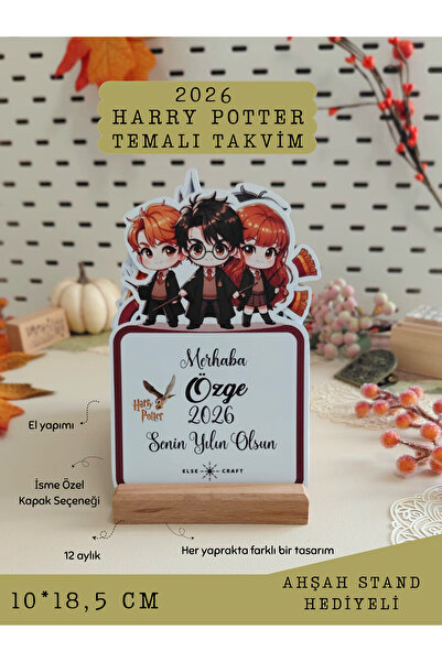 Else Craft 2026 Yılı Harry Potter Temalı Masaüstü Takvim - İsme Özel - Ahşap ...