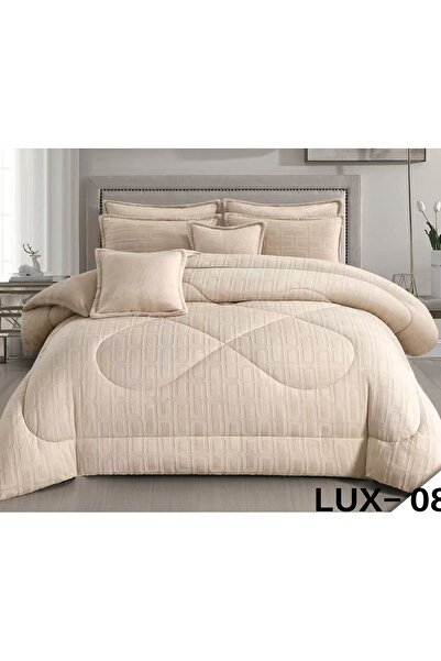 Roshen طقم مفرش 6 قطع نفرين شتوي حشوة وسط مخمل ناعم مع فرو سادة ذو وجهين خامة...