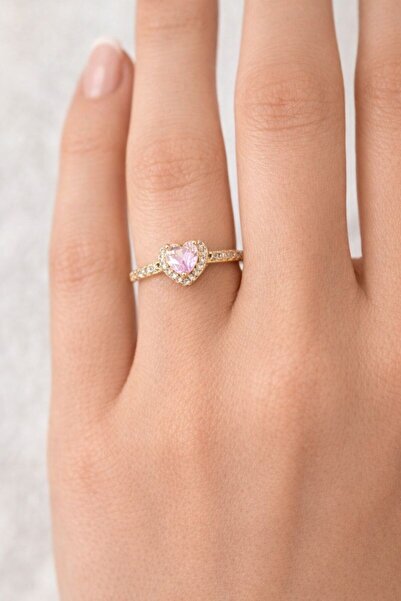 BY YASİN TOPÇU 💖   Pink Heart Stone Elegant Ring 💖