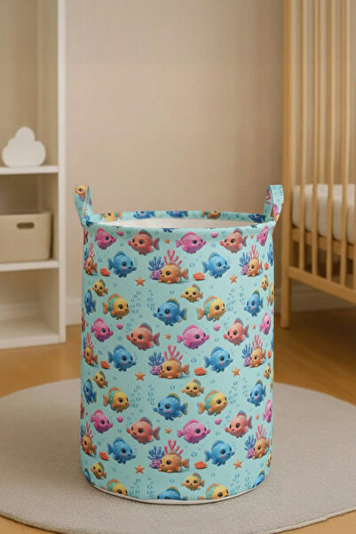 Paris Home Кошик для іграшок з рибним візерунком – кошик для білизни, органай...