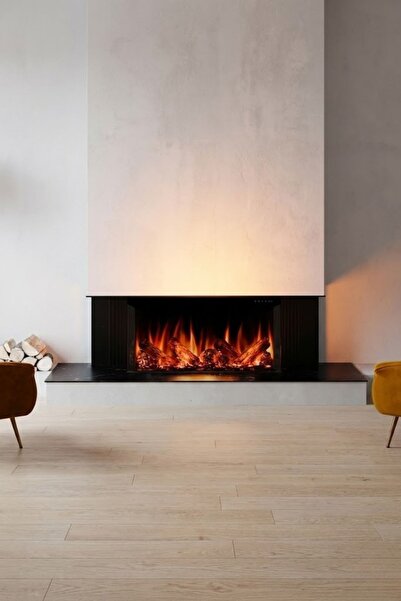 ZAYA Laden 90 Elektrikli Şömine - 3 Tarafı Cam Çerçeveli, Isıtıcılı, Sınırsız...