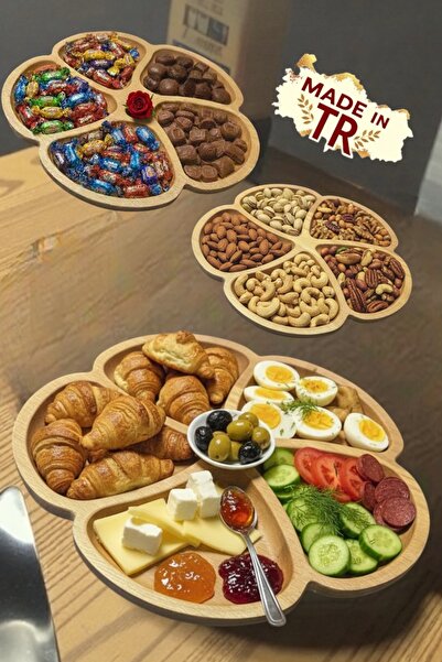 Ayd ahşap Handmade 5-Compartment Solid Wood Snack Plate & Presentation Plate ...
