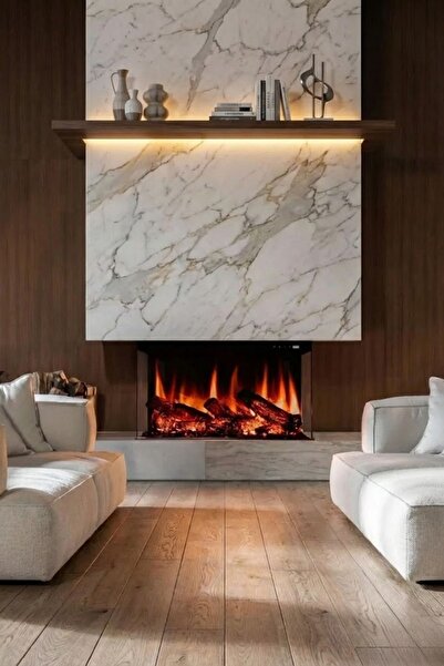 ZAYA Laden 70 Elektrikli Şömine - 3 Tarafı Cam Çerçeveli, Isıtıcılı, Sınırsız...