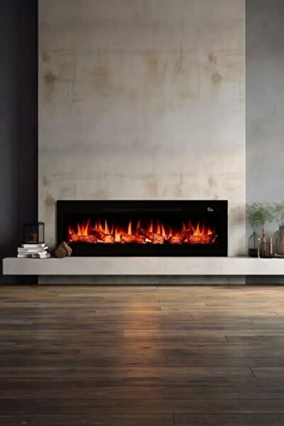 ZAYA Pagla 160 Elektrikli Şömine - Isıtıcılı, Cam Çerçeveli, Tek Renkli