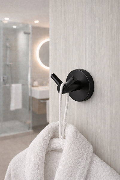 MultiStore Siyah V Çatal Bornozluk Askısı