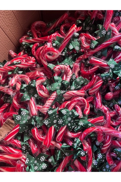 PEMBE MAVİ SÜS Süslü Baston Şeker- Yılbaşı Şekeri -noel 5 Adet Karne Hediyesi...