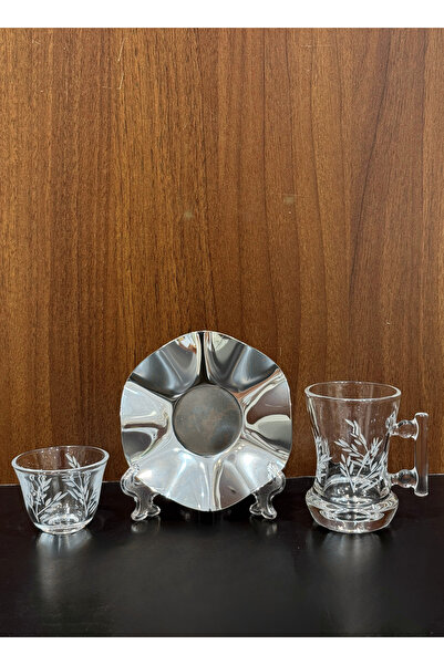 ALQANNAS Set of 36 Crystal Tea Glasses and Coffee Cups Set with Pattern