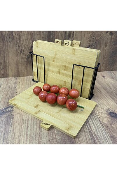 Altabi Bamboo Cutting Board Set Cutting Board with Metal Stand