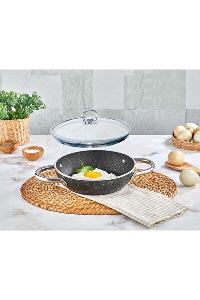 Kahramanlar Granit Sahan Yumurta Tavası 20 CM Cam Kapaklı