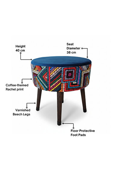 ustaagac Etna Gökkuşağı Mavi/Lacivert Puf Koltuk – 38x42 cm | Gürgen Ayaklı, ...