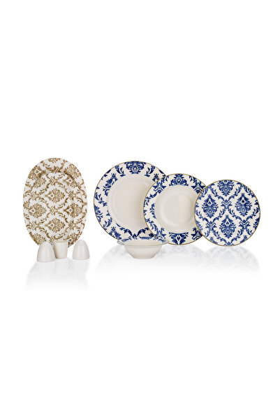 Schafer Volte 55 Parça Porselen Yemek Takımı Lacivert