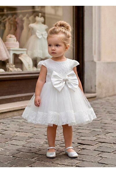 miaras baby Kız Bebek Tüllü Fiyonklu Abiye Elbise