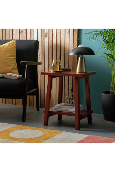 Poyraz Furniture Accessory Yan Sehpa, Koyu Kırmızı, Tarçın, Ahşap, Ağaç, Şık ...