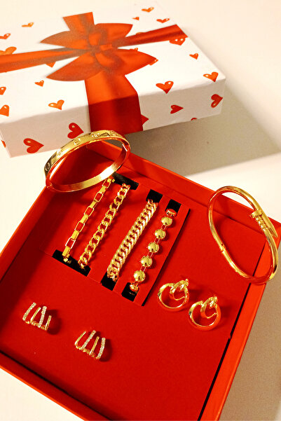 Crc Bijuteri مجموعة هدايا مطلية بالذهب خاصة غير قابلة للتلاشي مكونة من 8 قطع ...