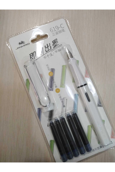 jinhao Dolma Kalem Seti 619-c Opak Beyaz Renk Ef 0,38mm Uç Kalem 5 Kartuş Hediye