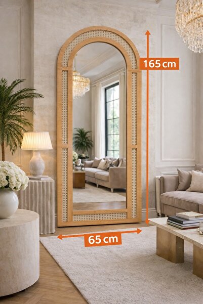 arykanda Simena Boy Aynası - Hazeran Ayna - Rattan Ayna - Ahşap Ayna - Duvar ...