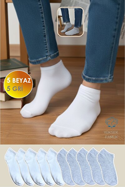 YASYAS 10 أزواج من الجوارب القصيرة المصنوعة من القطن والليكرا للجنسين