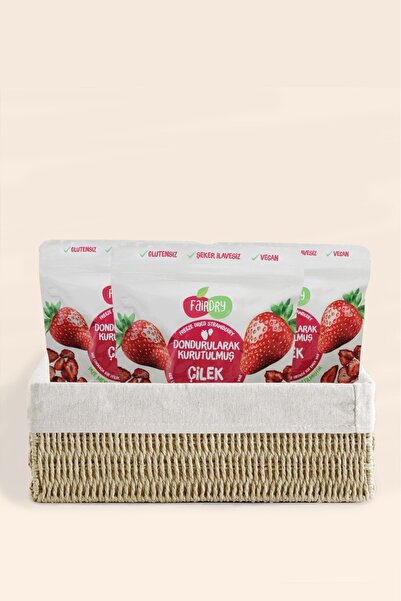 Fair Dry Çilek Sepeti -Üçlü Çilek Dilim, - Dondurularak Kurutulmuş, Katkısız,...