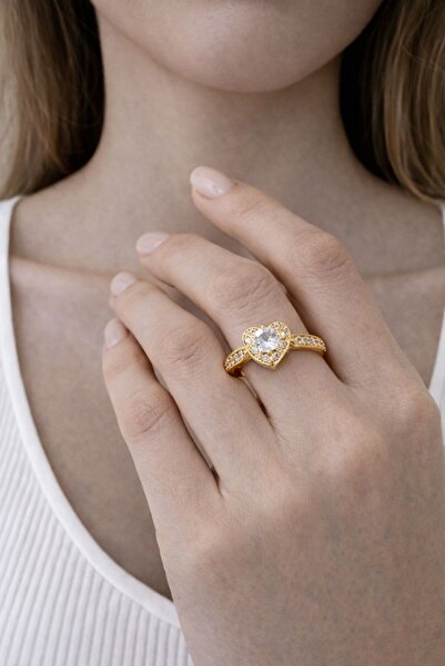 BY YASİN TOPÇU 💍 📏   خاتم ذهبي بحجر على شكل قلب مقاس 18 ✨ 💛