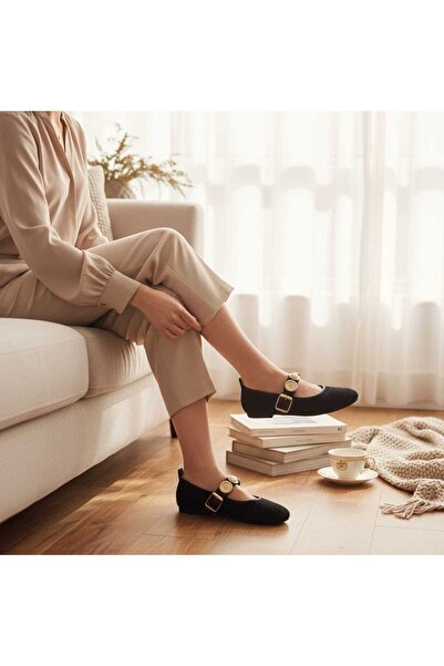 Ves Kadın Toka Detaylı Şık Günlük Rahat Babet