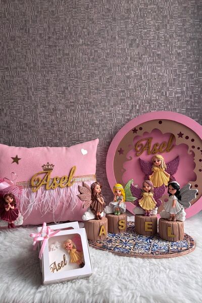 Miranın Hobileri Melek Kanatlı 4’lü Set | Takı Yastığı + LED’li Pano + 20 Ade...