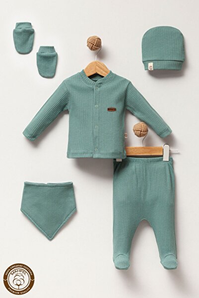 MAHFEL Zümrüt Ormanı Koyu Yeşil 5'li Yenidoğan Bebek Hastane Çıkış Seti