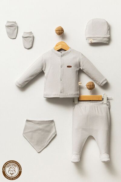 MAHFEL Cloud Shadow Gray 5-Piece Newborn Baby Hospital Discharge Set