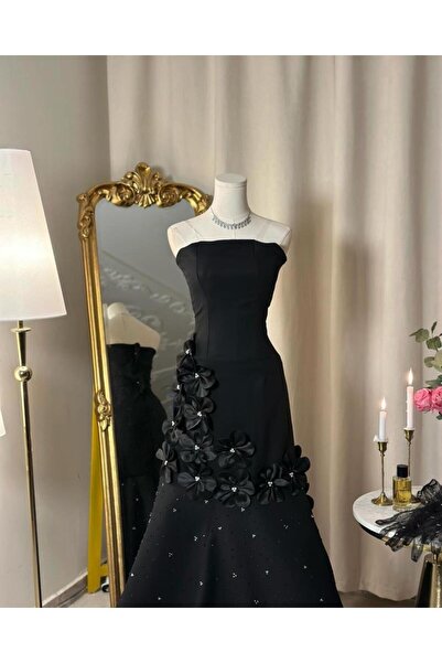 vanus fashion فستان سهرة طويل مع قلفز 4884