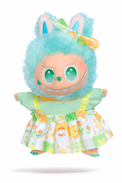 OEM Jucarie de plus breloc - tip Labubu - 15 cm - imbracat in rochita colorat...