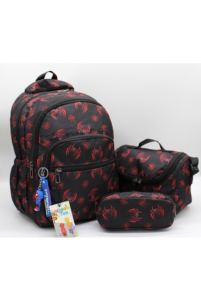 Bevitton First School Bag Character Pattern 3-Piece Set Black Boy's Primary S...